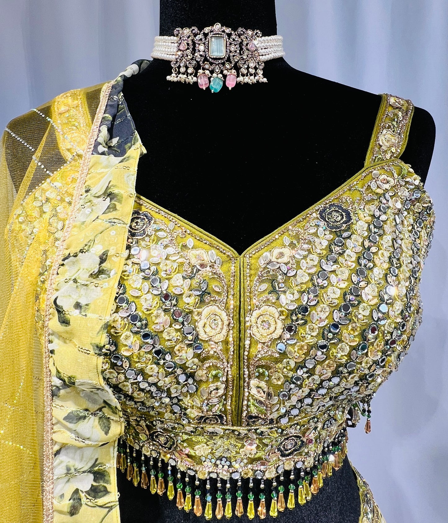 Bollywood Dreams Shaded Green Print Lehenga Set