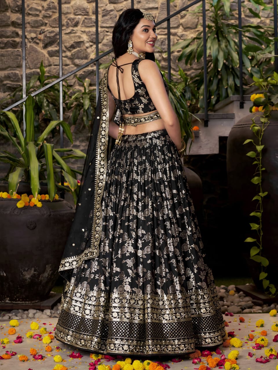 Elegant Golden Zari Lehenga set