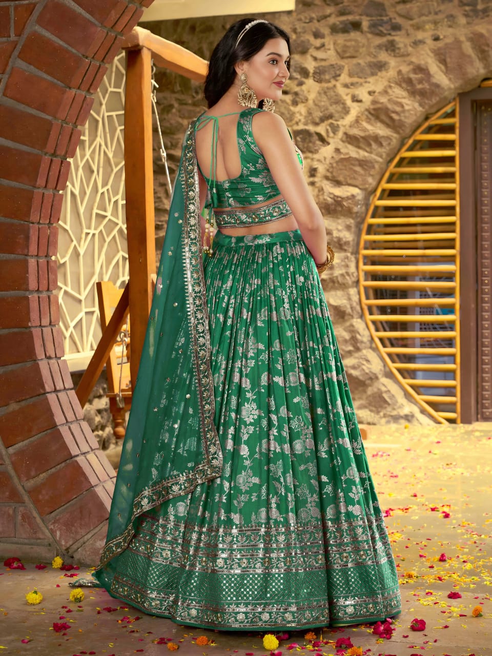 Elegant Golden Zari Lehenga set