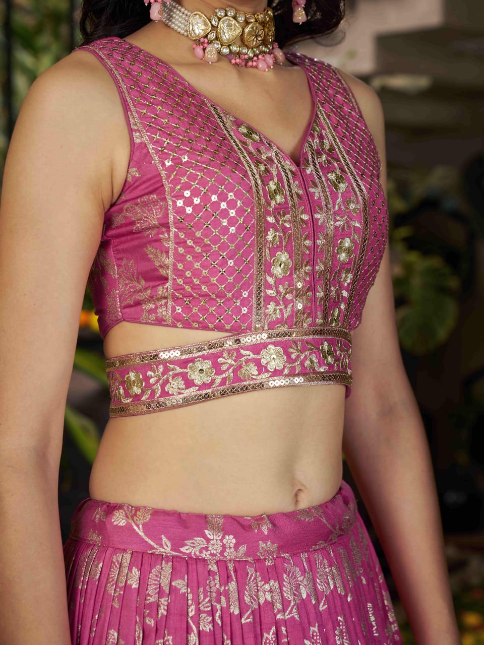Elegant Golden Zari Lehenga set