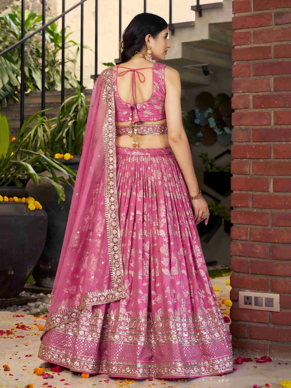 Elegant Golden Zari Lehenga set