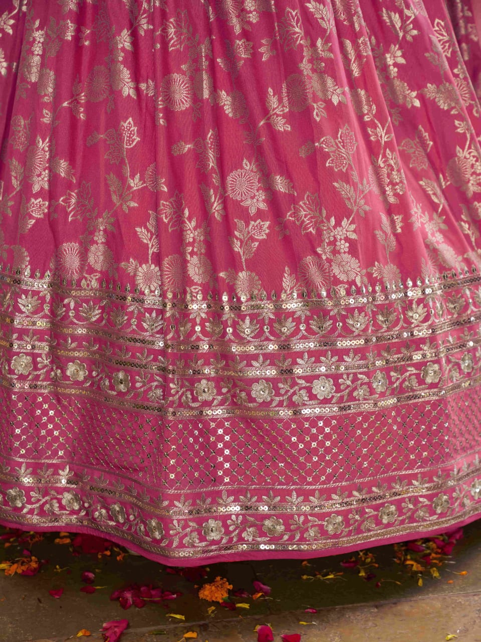 Elegant Golden Zari Lehenga set