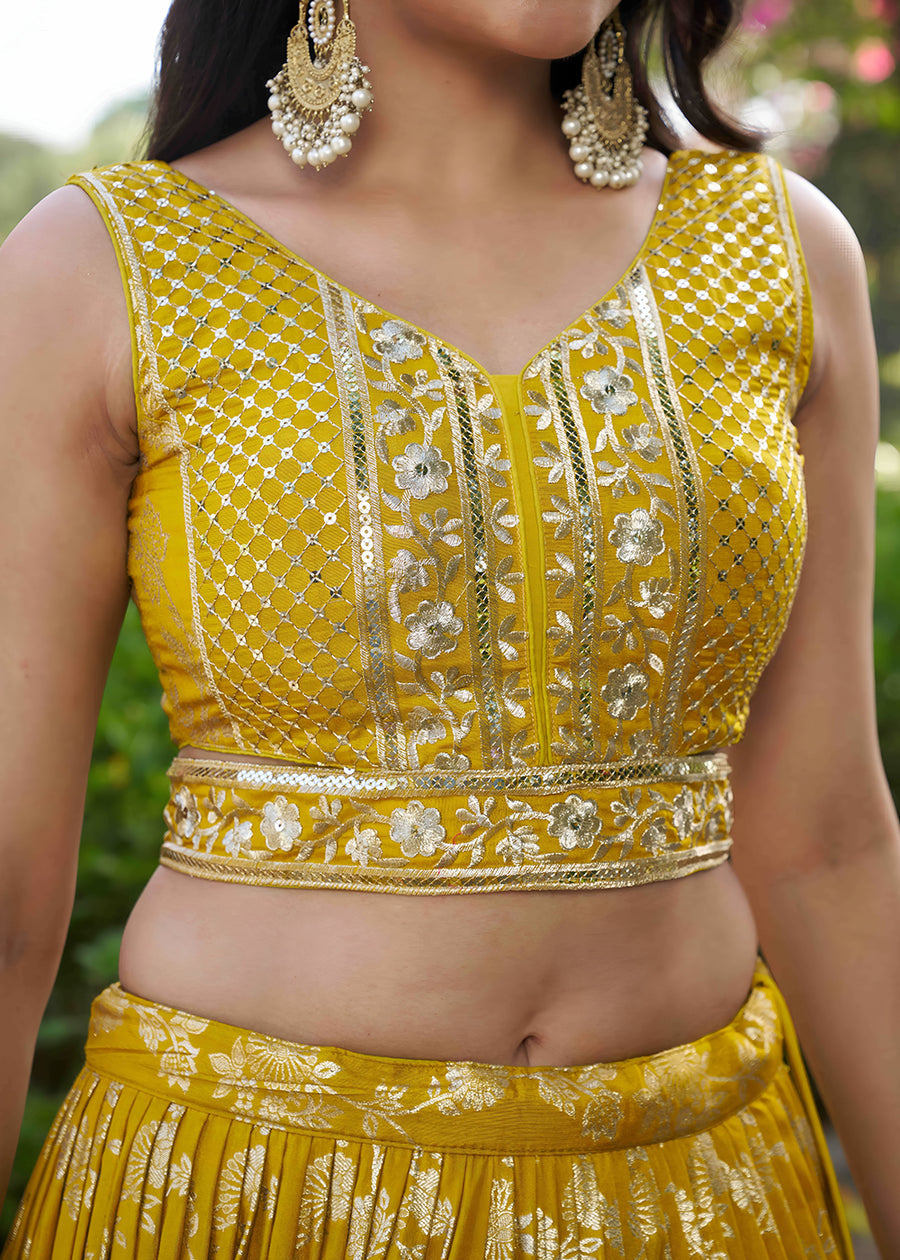 Elegant Golden Zari Lehenga set