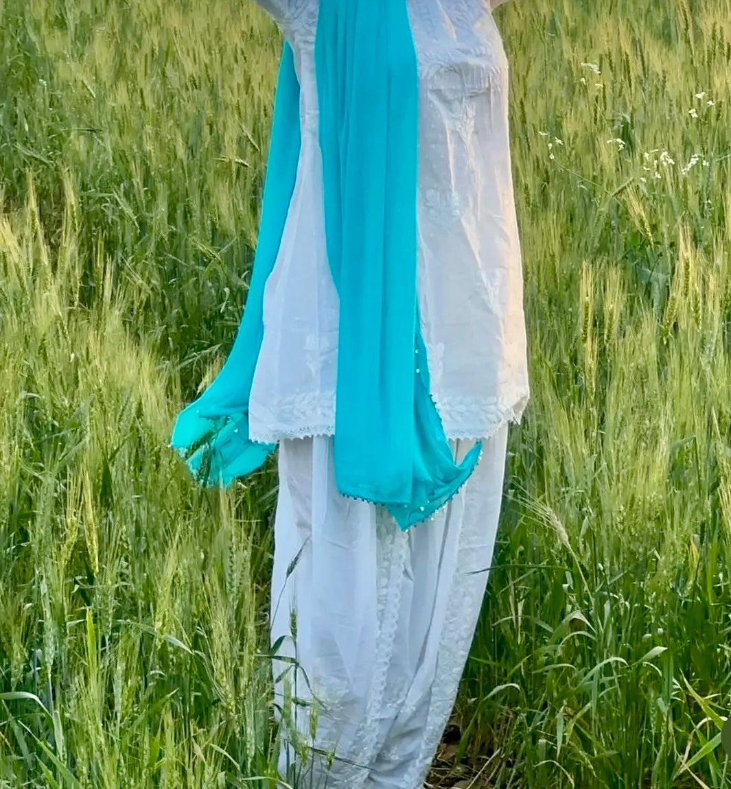 Chikankari with tulip pants