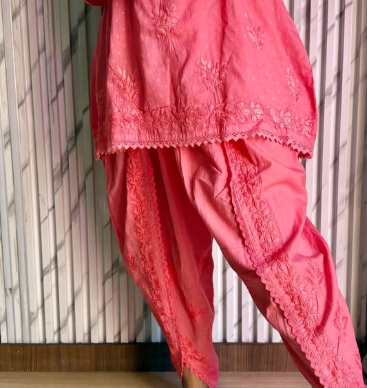 Chikankari with tulip pants