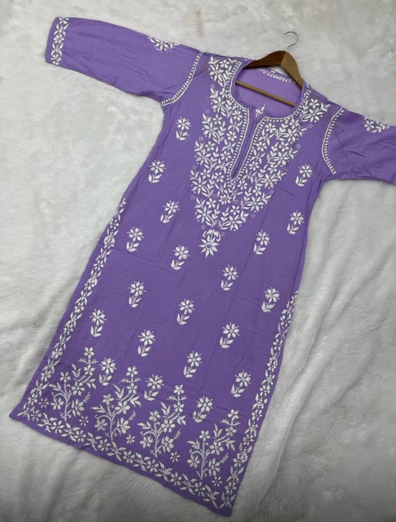 Lucknowi Chikankari Modal Kurti with White Rayon Palazzo