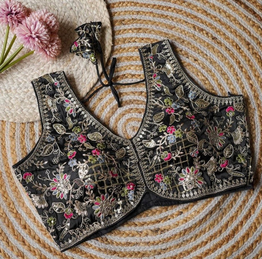 Black sweet heart embroidered Blouse