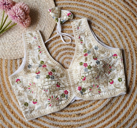 White sweet heart embroidered Blouse