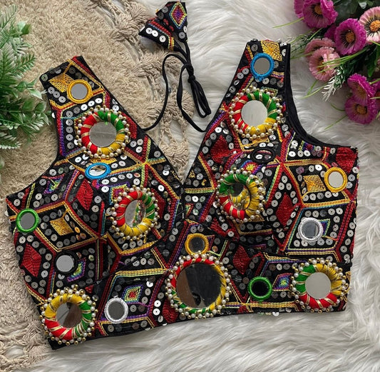 Black embroidered mirrorwork Blouse