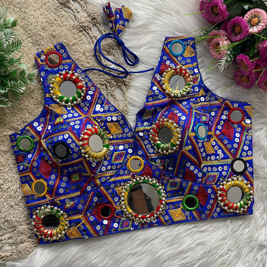 Blue embroidered mirrorwork Blouse