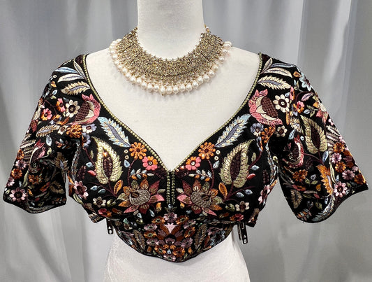 Black Kashmiri Style Georgette Blouse