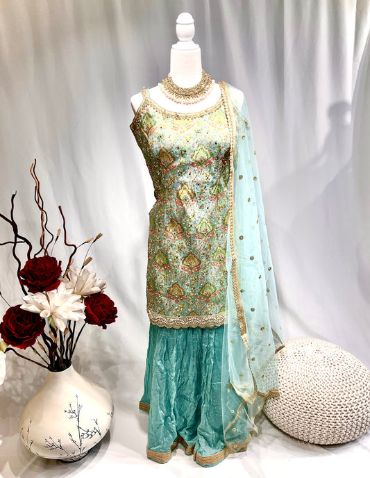 Stunning Embroidered Sharara Suit