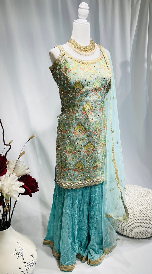 Stunning Embroidered Sharara Suit