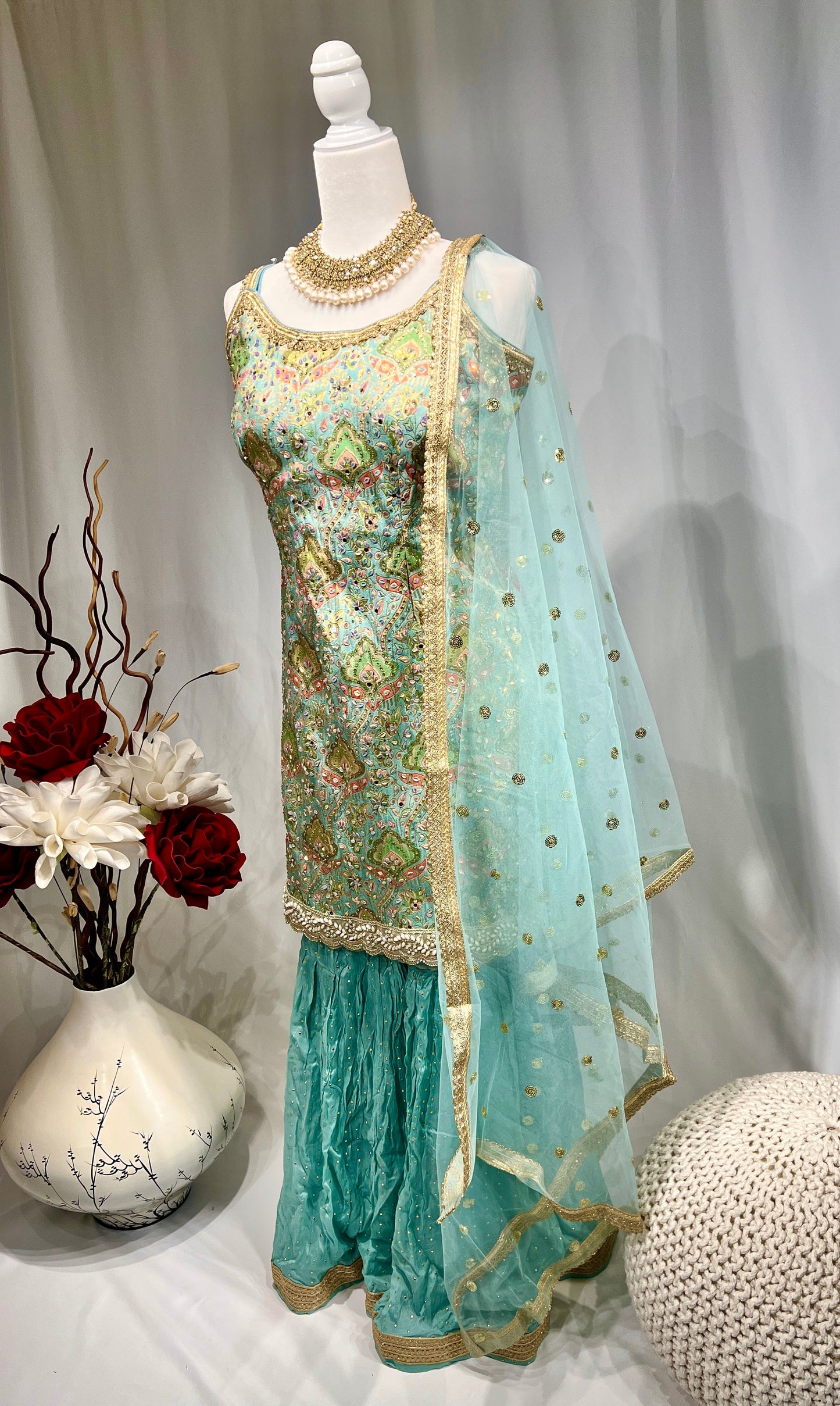 Stunning Embroidered Sharara Suit