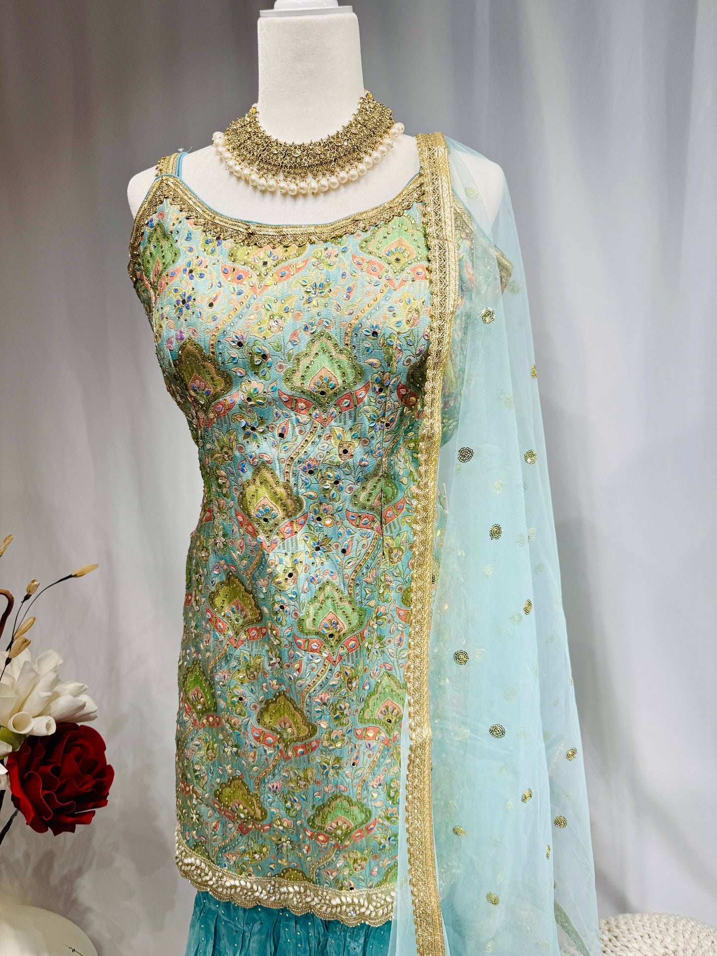 Stunning Embroidered Sharara Suit