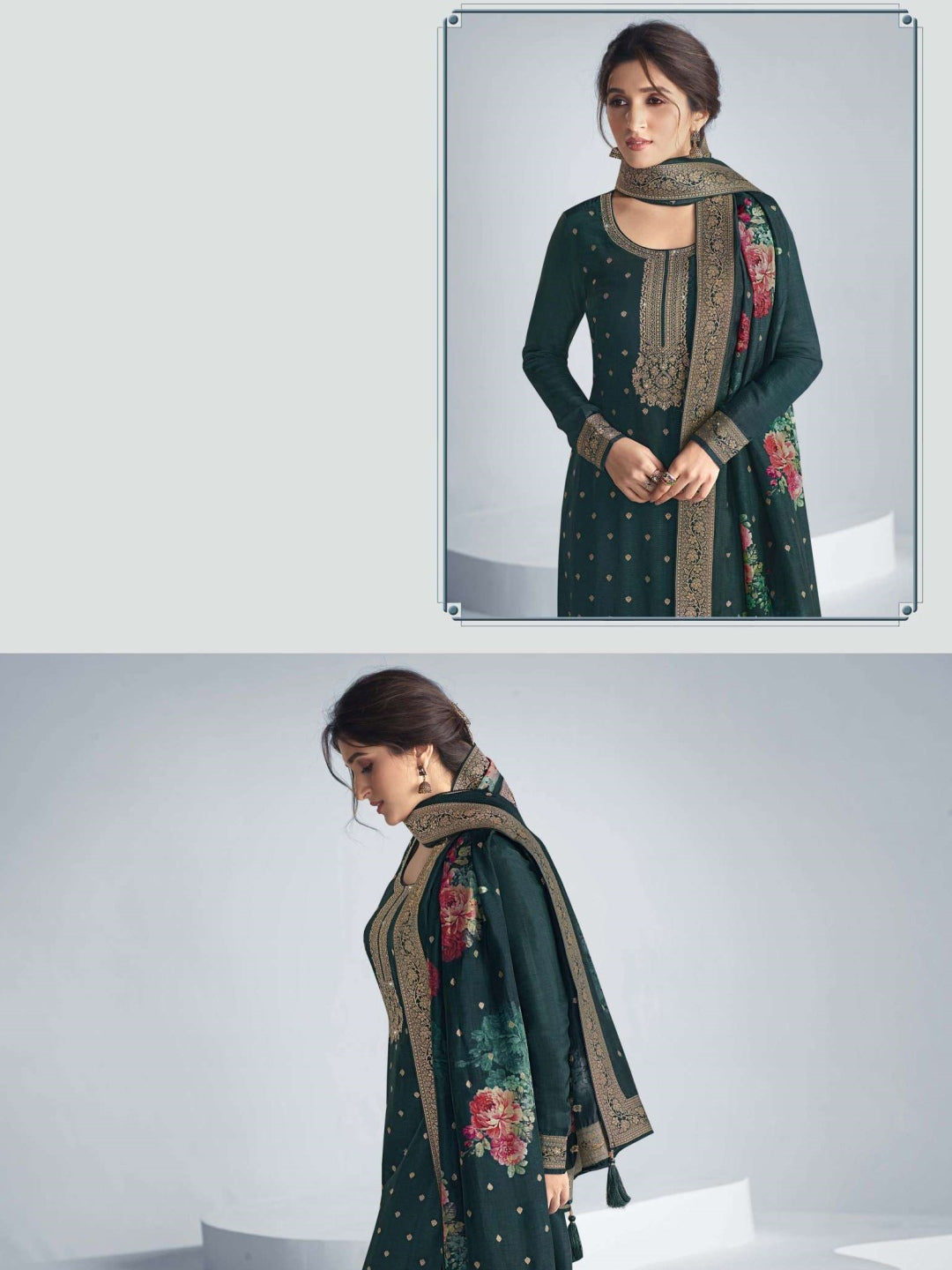 Embroidered Jacquard salwar Kameez set
