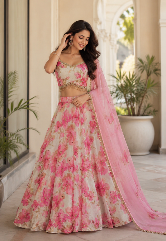 Floral Embellished Lehenga Set