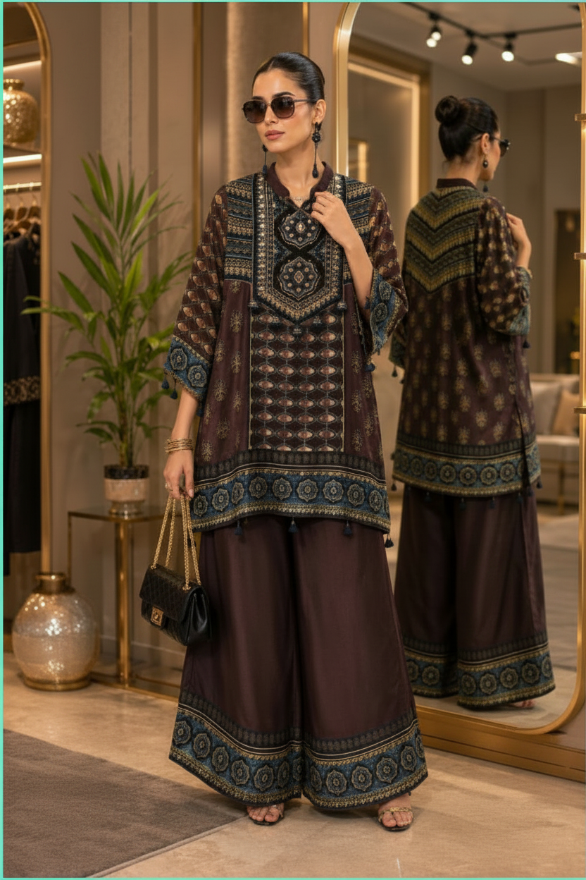 Designer Crepe Indie Printed Kurta Set