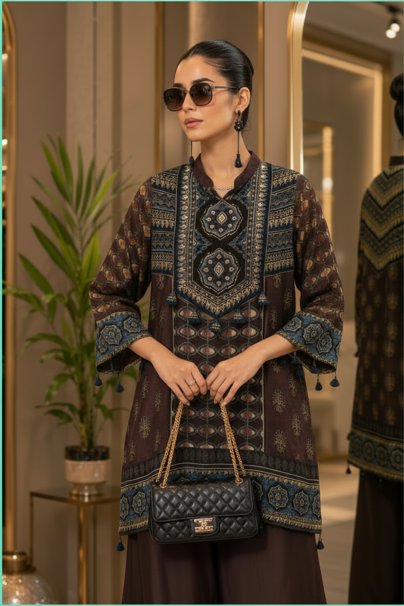Designer Crepe Indie Printed Kurta Set