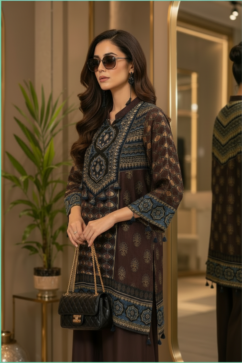 Designer Crepe Indie Printed Kurta Set
