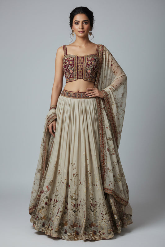 Vintage Ivory Lehanga with crop top