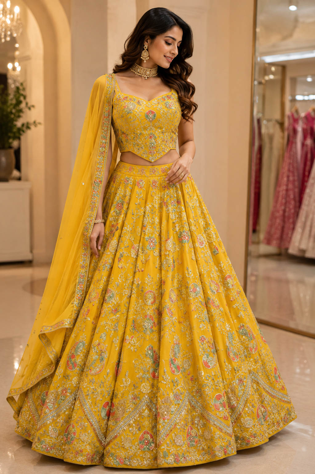 The Floral Heritage Corset Blouse Lehenga Set