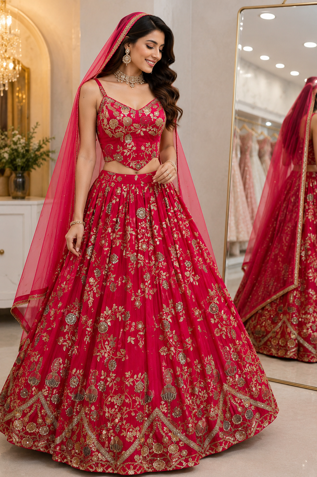 The Royal Bloom Corset Blouse Lehenga Set