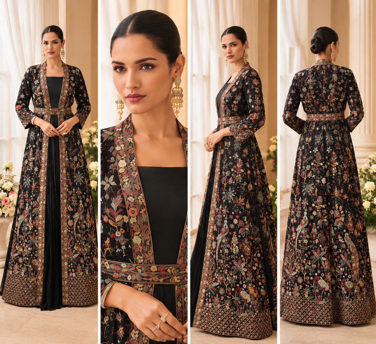 Kashmira Black Embroidered Jacket Style Gown