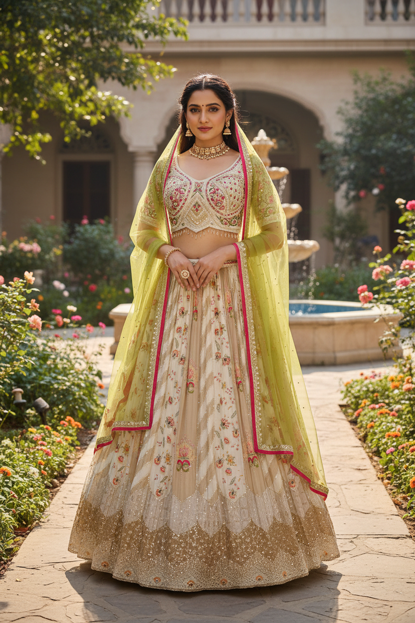 Stunning Ivory Lehanga set