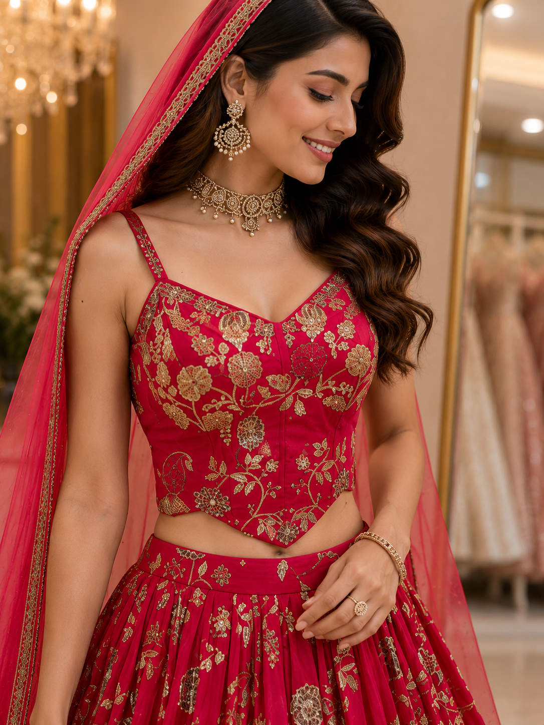 The Royal Bloom Corset Blouse Lehenga Set