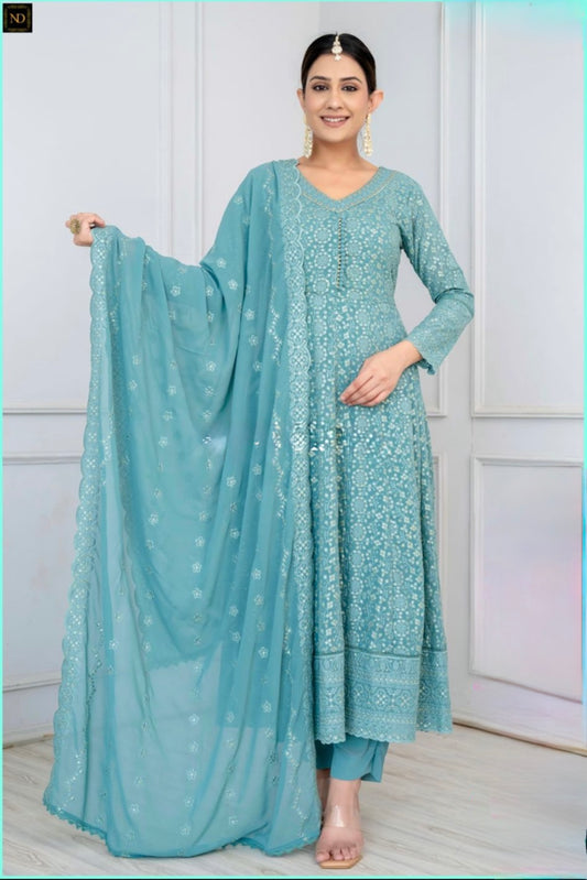 Luckhnowi Embroidered Anarkali suit