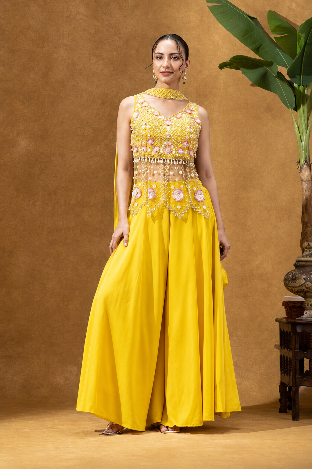 Sunshine Embroidered Palazzo Set