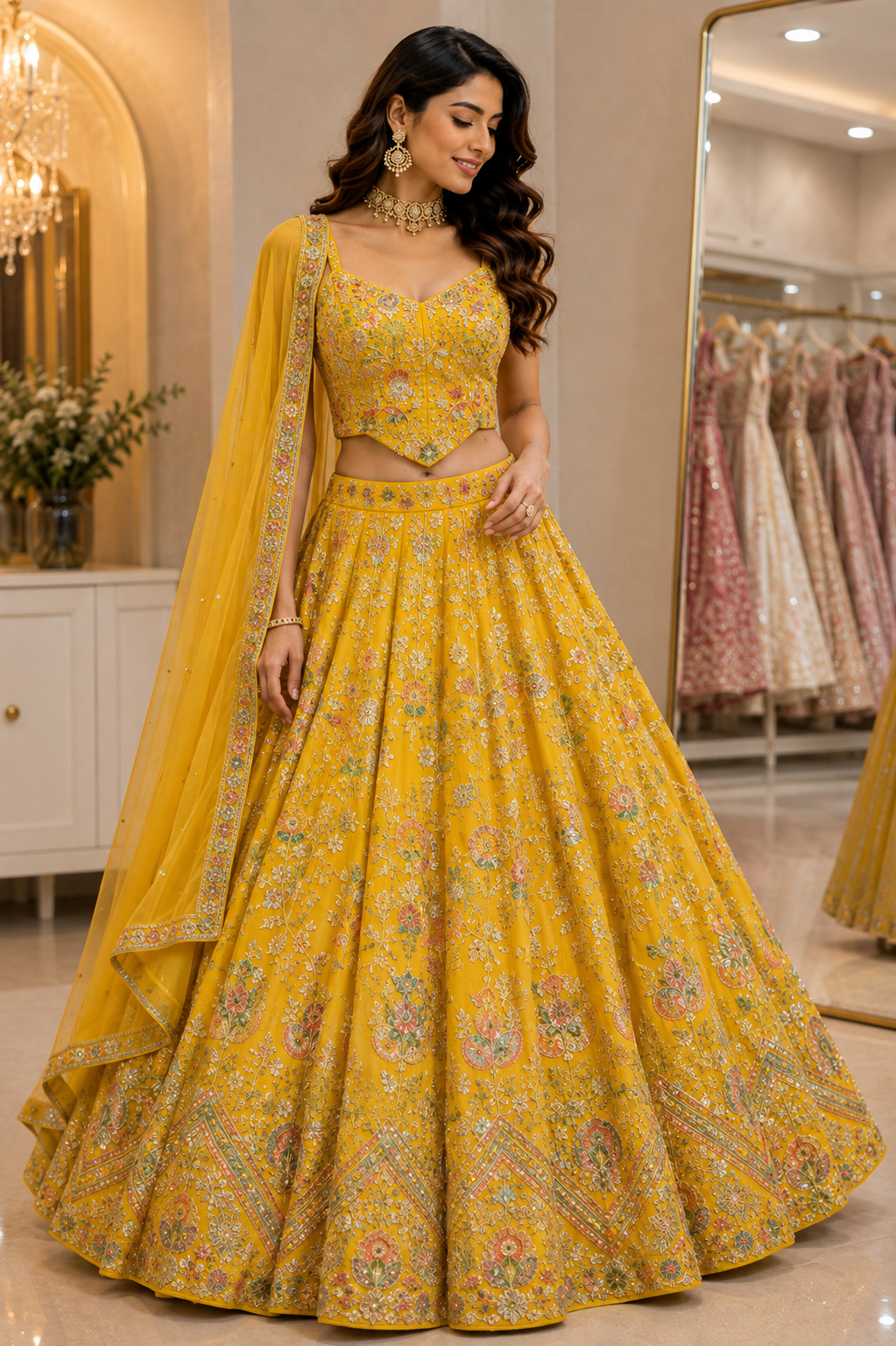 The Floral Heritage Corset Blouse Lehenga Set
