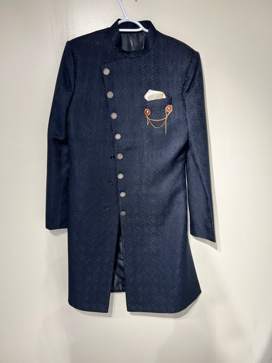 Blue Sherwani with Silk Pajama