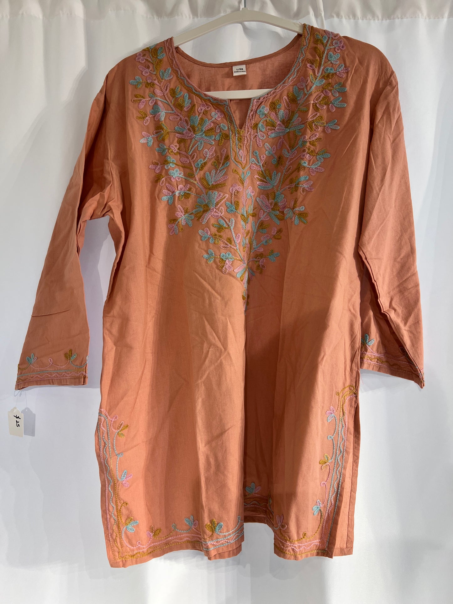 Embroidered brown cotton short kurti