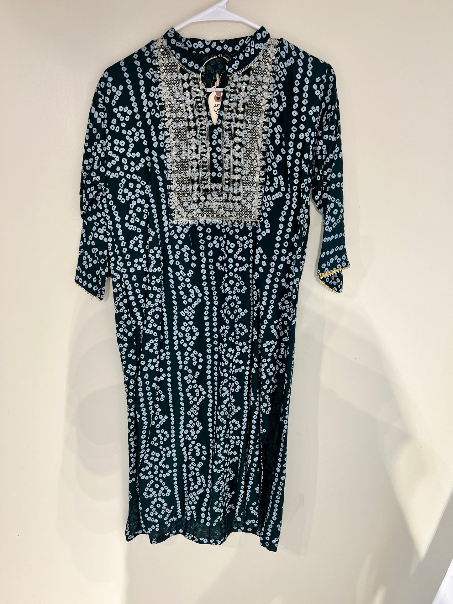 Bandhni green long kurti