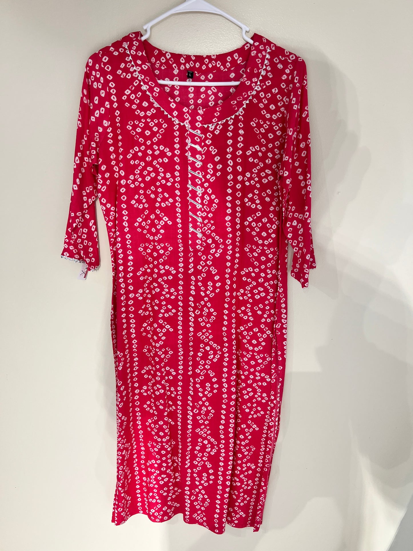 Bandhni pink long kurti