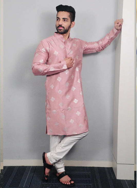 Pink soft porban silk Kurta set