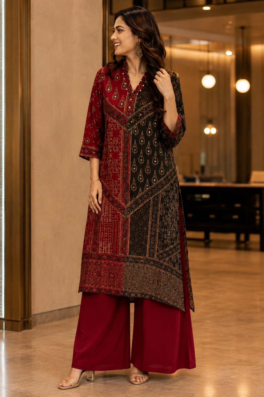 Designer Ajrakh Printed Kurta Set