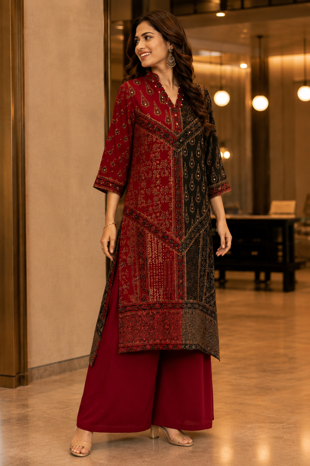 Designer Ajrakh Printed Kurta Set