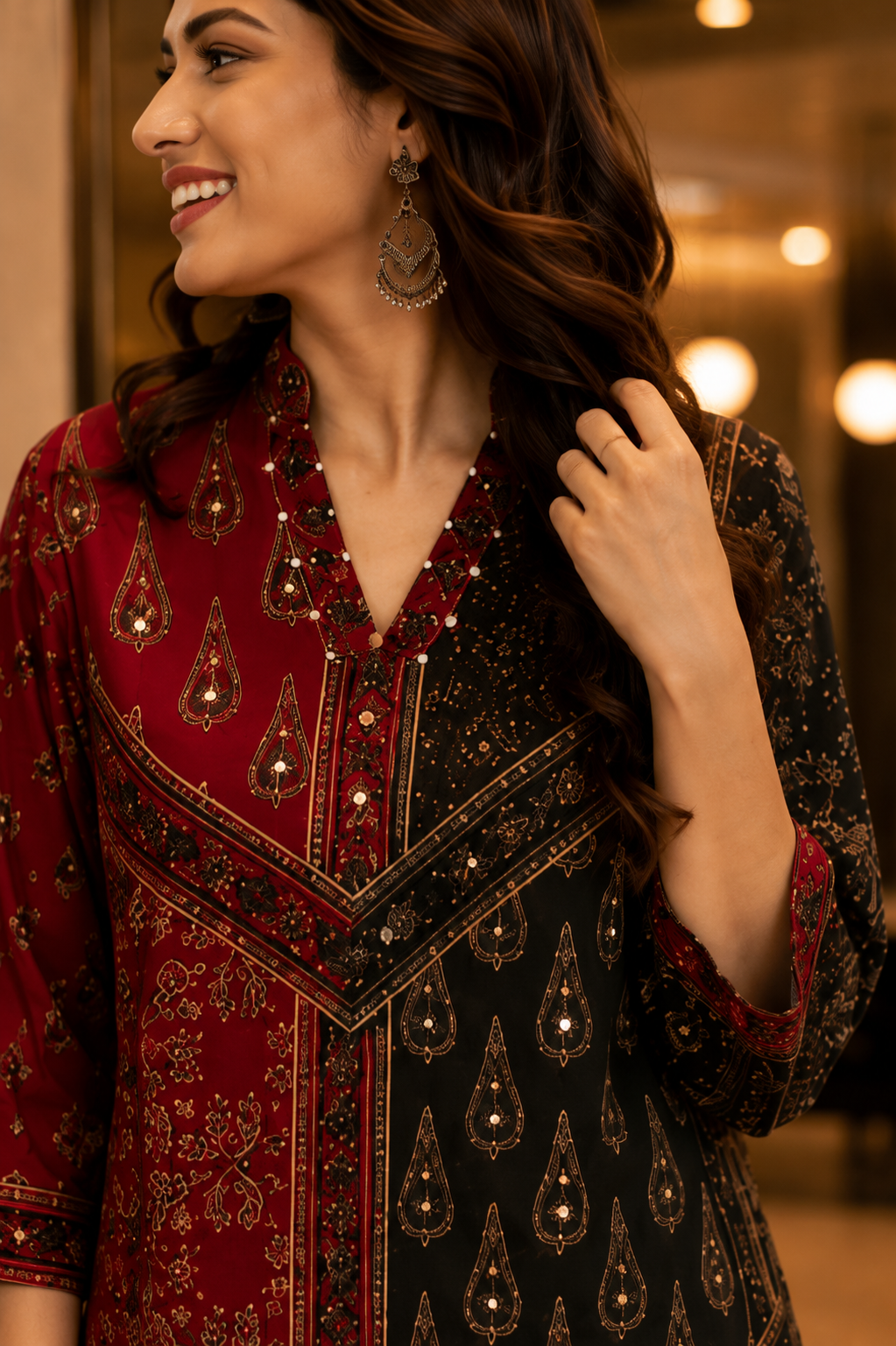 Designer Ajrakh Printed Kurta Set