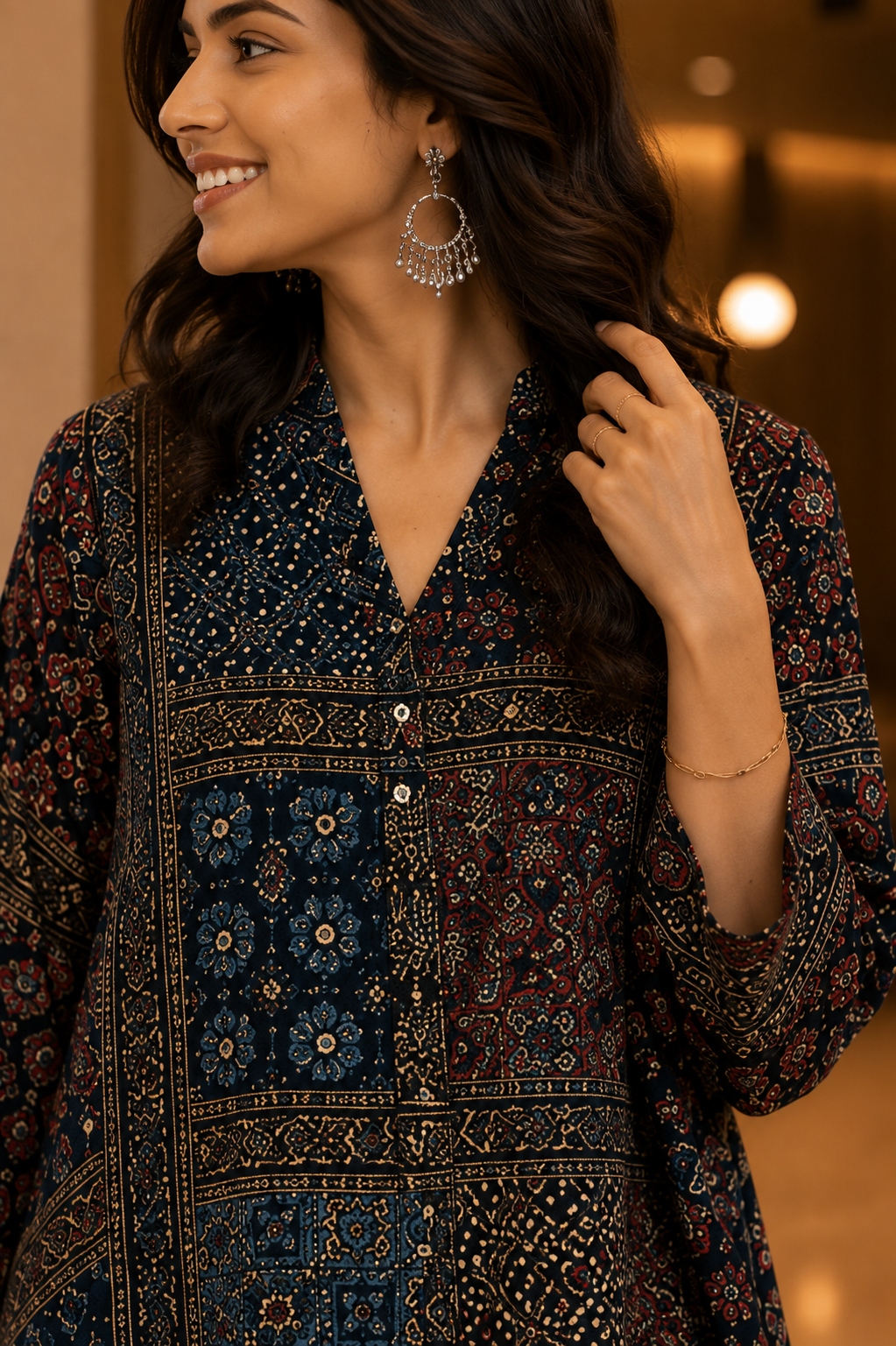Designer Ajrakh Printed Kurta Set