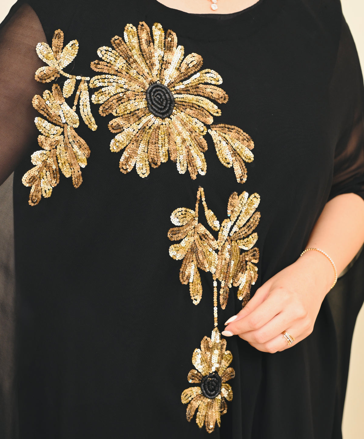 Black Sequin Handwork Sharara Set