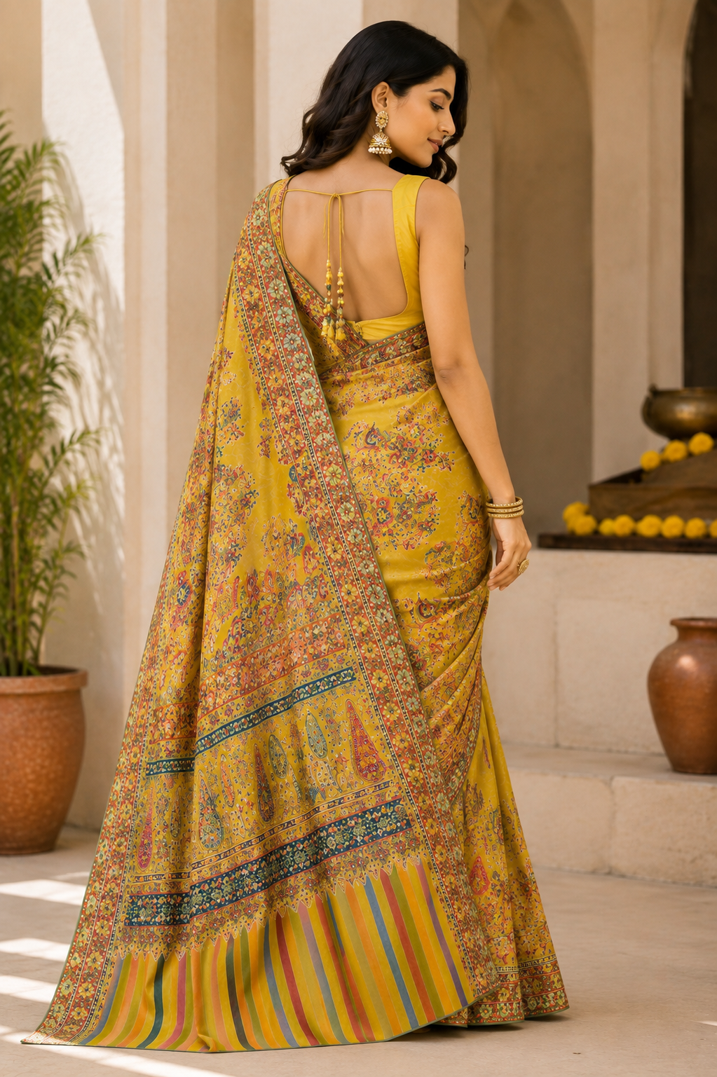 Printed Kalamkari-Inspired Saree