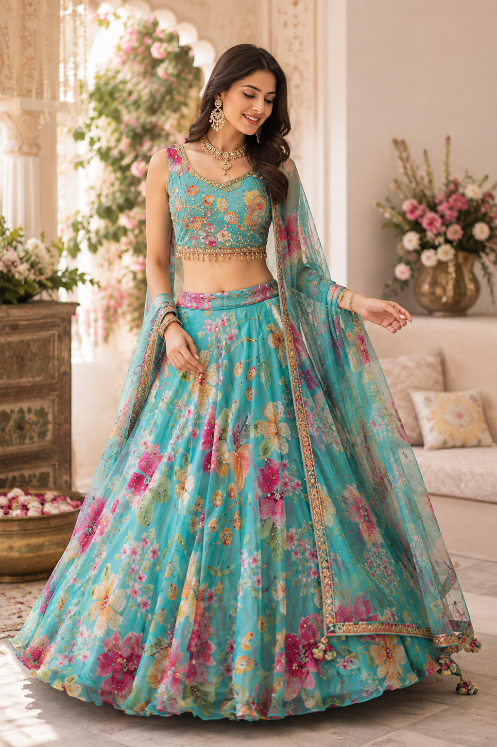 Floral Embroidered Lehenga Set