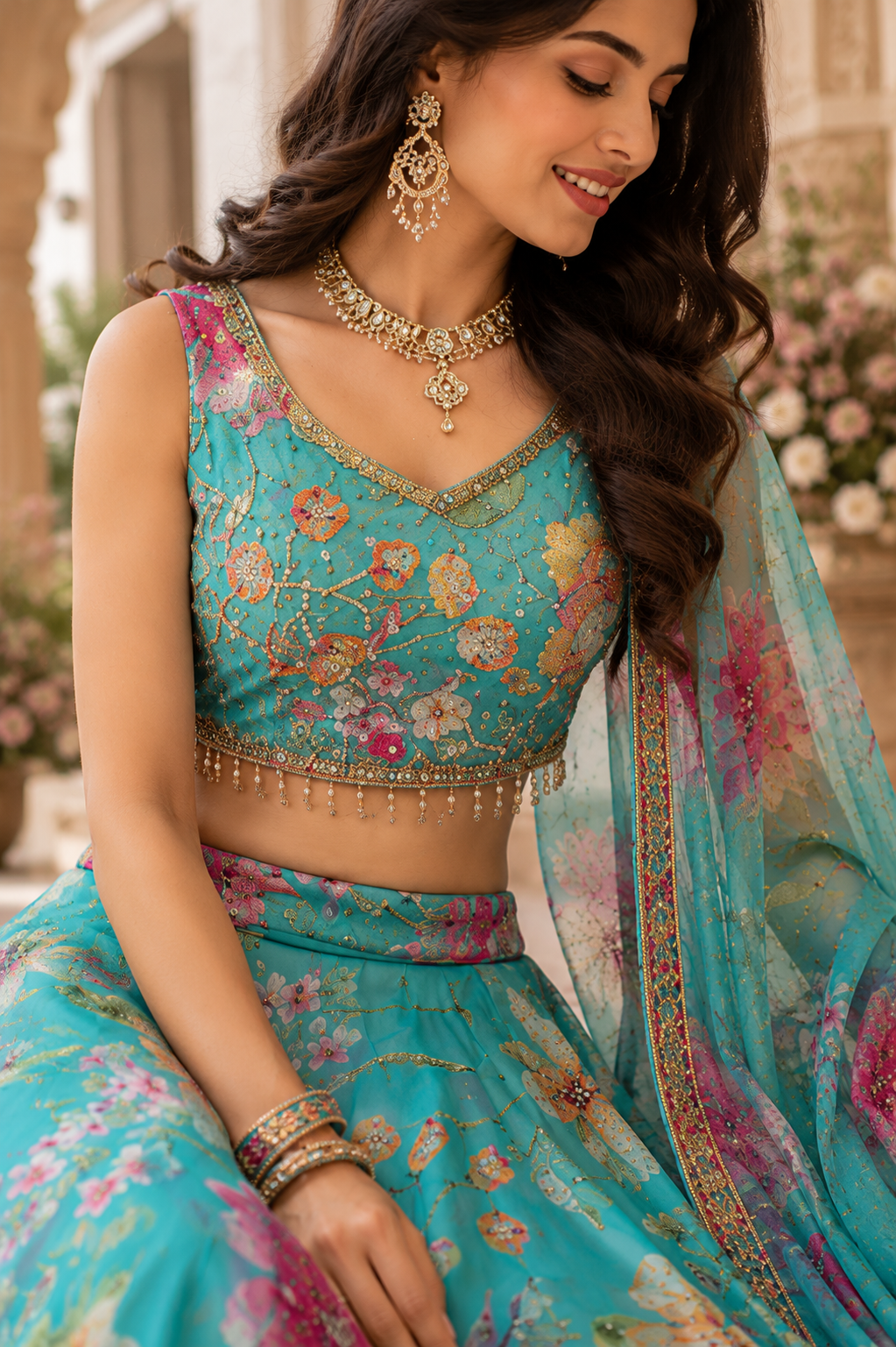 Floral Embroidered Lehenga Set