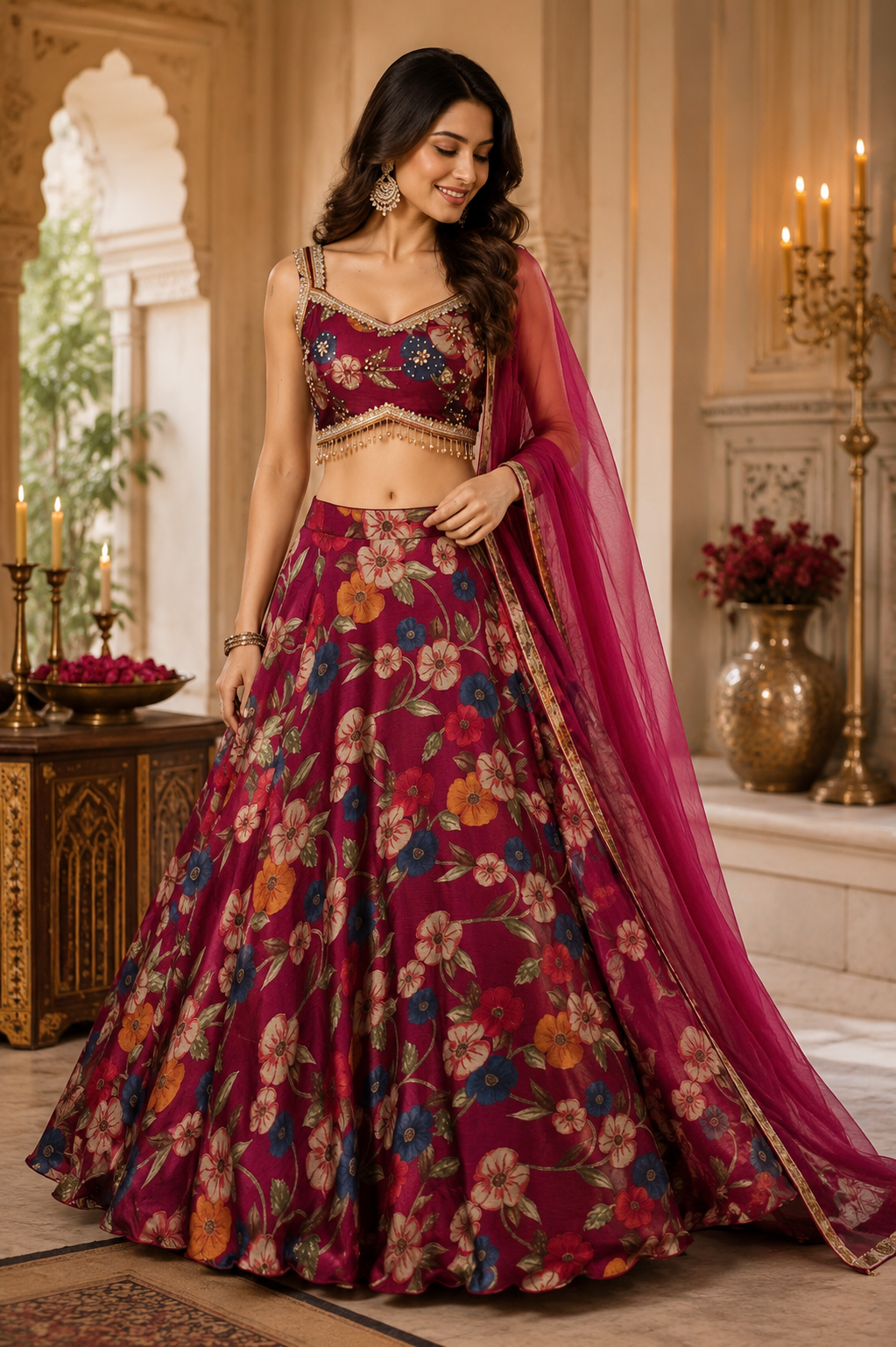 Exquisite Embroidered Lehenga Set (4 Colors)