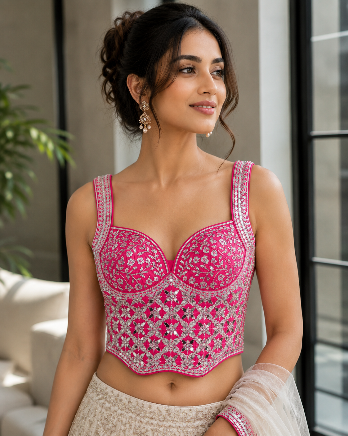 Embellished Curvy Hem Designer Blouse