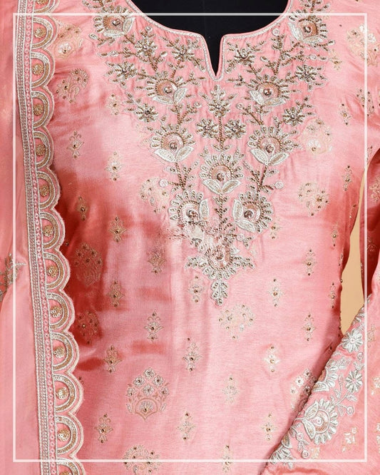 Pure Silk Sharara with silver thread embroidery