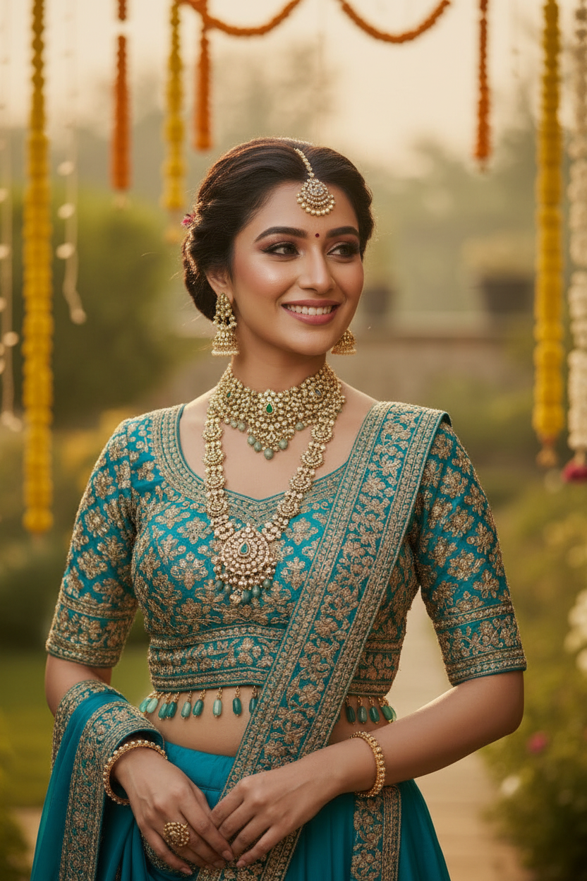 Elegant Turquoise blue lehenga set
